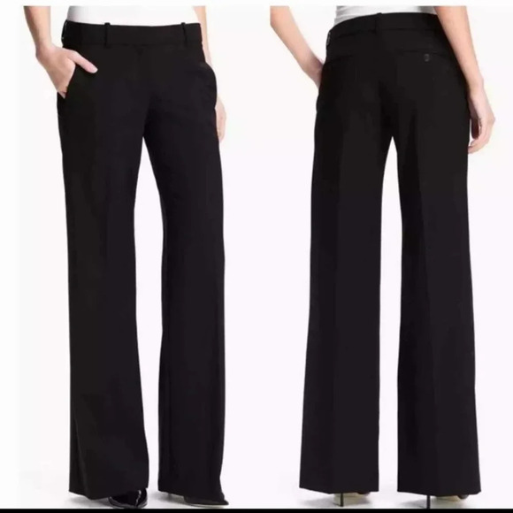 Theory Emery Black Tailor Wide Leg Wool Blend Pants - Picture 2 of 6